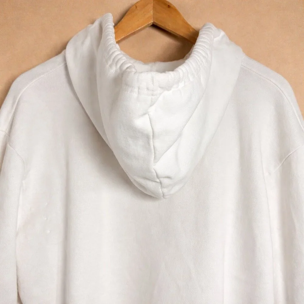 Brosbi White Zip Hoodie Icon Heart Minimalist Streetwear XXL Cotton French Terry
